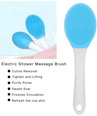 Qkiss Electric Silicone Body Brush - Long Handle Shower Wash Massager (Blue) - Best for Exfoliation & Relaxation | International Shipping - Buy Online on GoSupps.com