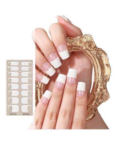 16 Pieces Semi Cured Gel Nail s for Women Gel Nail Sticker Long Lasting Gel Nail Wraps with Soft Glossy Gel Finish BSG0302