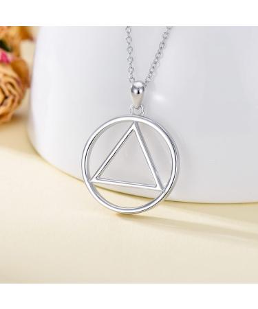 Sobriety Gift - 925 Sterling Silver AA Necklace | Alcoholics Anonymous Recovery Symbol | Meaningful Gifts for Men & Women - Buy Online on GoSupps.com