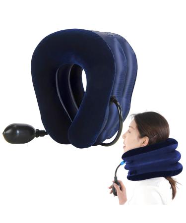 Dazzluxe 1 piece of inflatable pillow portable pillow adjustable neck pillow aircraft pillow U-shaped pillow travel pillows travel needs suitable for travel business trips everyday life (blue)