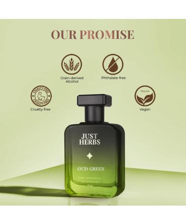 Ju.st He.rbs Intense Oud Green EDP Perfume Spray for Men Long Lasting Fragrance - 50 ml - Buy Online on GoSupps.com
