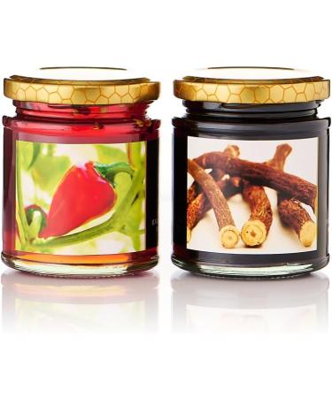 Caravella Fine Food - Tasting/Gift Box - Acacia Honey with Chilli Pepper 250 gr Acacia Honey with Licorice 250 gr - 100% Italian Honey Raw and Pure - Perfect with Cheese - Buy Online on GoSupps.com