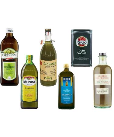 Farchioni Italian Extra Natives Olive Oil Native Extra Virgin Olive Oil Test by Cecco Carapelli Farchioni Sasso Monini 6 x 1 Litre