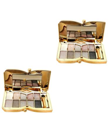 Didiseaon 2pcs # Glitter & Brush Flash Colorful Makeup Eyeshadow Colors Shadow Mirror With Eye