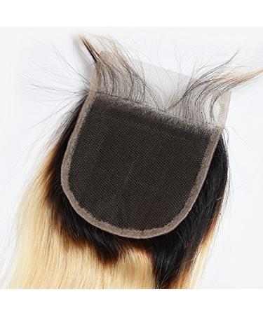 Mila Real Hair Lace Closure Ombre Blonde 1B/613 - Smooth Brazilian Remy Hair with Baby Hair - 12/30cm Lace Closure - Buy Online on GoSupps.com