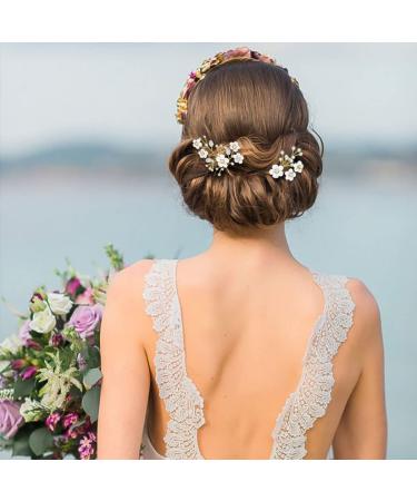 IYOU Bridal Hairpins - Gold Sparkly Crystal & Pearl Flower Hair Accessories for Women & Girls (2 Pack) - Buy Online on GoSupps.com
