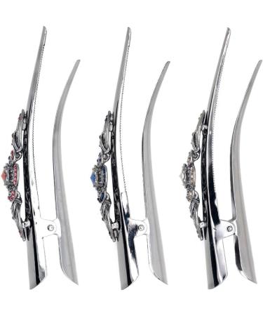 HOLLIHI Set of 3 Large Metal Alloy Alligator Sectioning Clips for Women and Girls - Pretty Strong Clamp Hair Pins Non-Slip Hair Grips Accessories for Thick Hair Silver Gray (Plum Blossom) - Buy Online on GoSupps.com