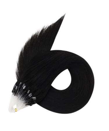 Ugeat Real Hair Microring Extensions - 40cm Micro Loop Black Hair Extensions | 50g with 50 Highlights | Premium Quality #1B - Buy Online on GoSupps.com