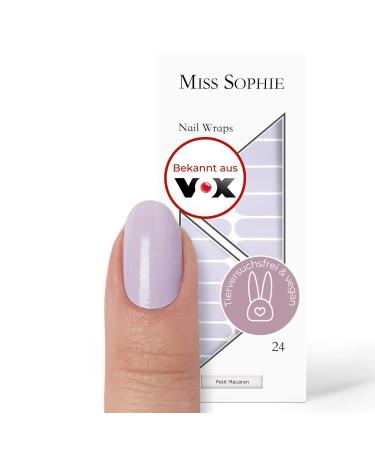 Miss Sophie nail film - Petit Macaron - single -colored lilac colors nail wraps - 24 ultra -thin self -adhesive long -lasting nail films petit macaron 24