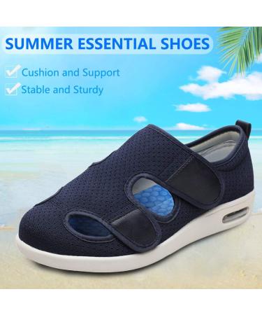 Women's Diabetic Sandals - Adjustable Closure, Comfy Slippers, Extra Wide Walking Shoes for Diabetic Edema, Plantar Fasciitis, Bunions, Arthritis - Navy Blue (Size 8 X-Wide) - Buy Online on GoSupps.com
