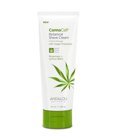 Andalou Naturals CannaCell Rosemary + Lemon Balm Shave Cream, 8 Ounce