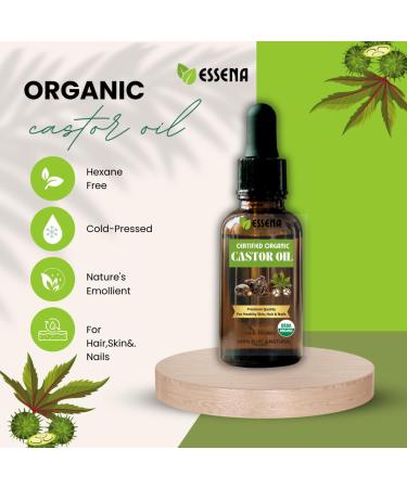 USDA Organic Castor Oil (2oz) - 100% Pure Cold Pressed Hexane Free | Stimulate Eyelash & Hair Growth | Skin Moisturizer & Treatment Kit - Buy Online on GoSupps.com