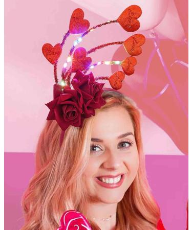 Edary Light Up Heart Headbands Led Valentines Day Hair Band Sequins Hair Hoop Headwear Festival Costum Hair Accessories for Women - Buy Online on GoSupps.com
