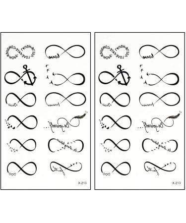 Mini Tattoos 2 Sheets Anchor Heart Bird Eight Infinity Lines Cartoon Tattoos Art Stickers Waterproof Temporary Painting Make up Sexy Body Fake Tattoo for Men Women Teens