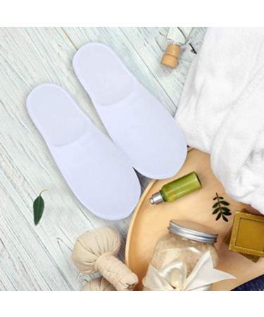 QUMocky 12 Pairs Disposable Closed Toe Spa Slippers - White Hotel/Bathroom Slippers for Women and Men - Perfect for Spa Parties and Travel - Buy Online on GoSupps.com