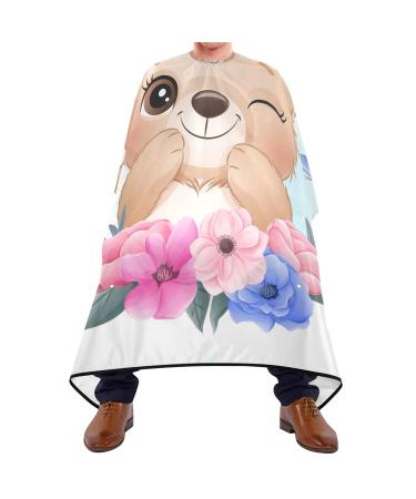 Waterproof Barber Cape -Cute Floral Bear Cheetah Haircut Bib for Men Unisex Hair Cutting Cape(8rp1a)