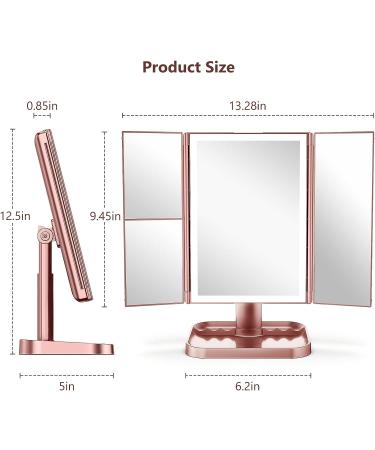 10X Magnifying Lighted Makeup Mirror with 3 Color Lighting and Touch Control - Rose Gold Vanity Mirror with 72 LEDs - Perfect Gift for Her - Buy Online on GoSupps.com