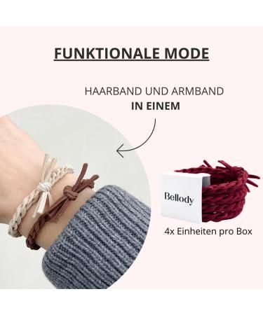 Bellody Original Hair Tie - Stylish Braided Hair Tie Set (4-Pack) in Bordeaux Red - Strong Hold Women's Hair Accessories - Buy Online on GoSupps.com
