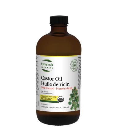 St. Francis Herb Farm Castor Oil | Castor Oil for Skin | Certified Organic | 100% Hexane Free | Amber Bottle | (500 ml) 500 ml (Pack of 1)
