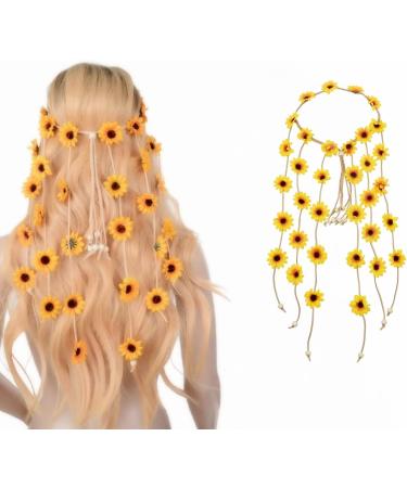 Bohemian Sunflower Hairband Floral Crown Headdress Hippie Headband Bridal Headpiece for Party Decoration Wedding Cosplay Costume - Buy Online on GoSupps.com
