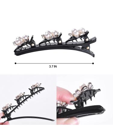 Sparkling Crystal Stone Braided Hair Clips Set | 8Pcs Duckbill & Small Clips with Rhinestones for Women/Girls - Buy Online on GoSupps.com