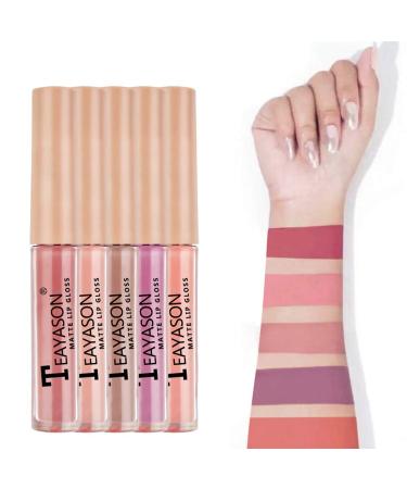 Matte Liquid Lipstick Set - Waterproof Mini Long-lasting Lip Gloss | Non-Feathering Cup Lipstick Gift Box - Beauty Makeup Set in Nude Palette - Buy Online on GoSupps.com