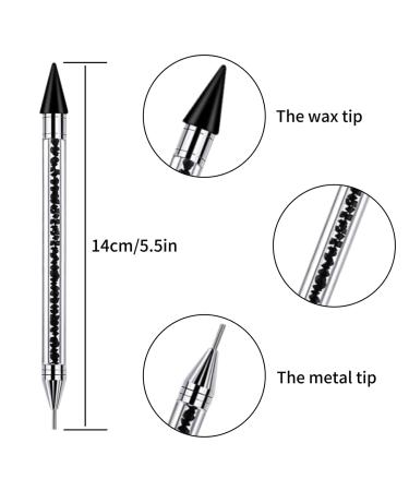 Rhinestone Picker Tool Kit | Crystal AB Rhinestones & Wax Pencil | Nail Art Applicator for DIY Designs - Black - Buy Online on GoSupps.com