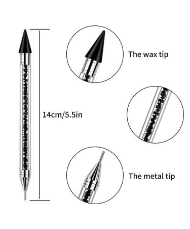 Rhinestone Picker Tool with 2 Wax Tips - Nail Art Dotting Tool for DIY Designs | Best Rhinestones Applicator Kit (Black - Buy Online on GoSupps.com