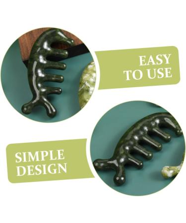 Moluckfu Jade Massage Comb - Premium Handcrafted Jade Body Tool for Scalp & Relaxation | 11.50x1.50cm Green - Buy Online on GoSupps.com