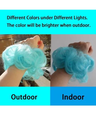iLUU 2pcs #2513 Light Blue Color Wavy Curly Updo Scrunchy Hairpiece Ponytail Elastic Chignon Bun Hair Extensions Hair Messy Bun Hairpieces Extension for Women Girl Cosply Daily Use #2513-light blue - Buy Online on GoSupps.com