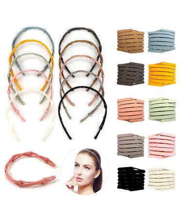 FERCAISH 10 PCS Foldable Headbands  No Slip Portable Multiple Colour Hair Bands for Travel Washing Makeup  Adjustable Hair Hoop Hair Accessory for Girl and kids