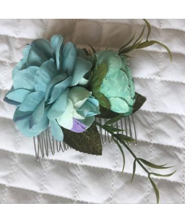 Floral Crown Bride Hair Comb Woman Handmade Side Comb Wedding Hair Accessories for Favor(Blue Flower) - Buy Online on GoSupps.com