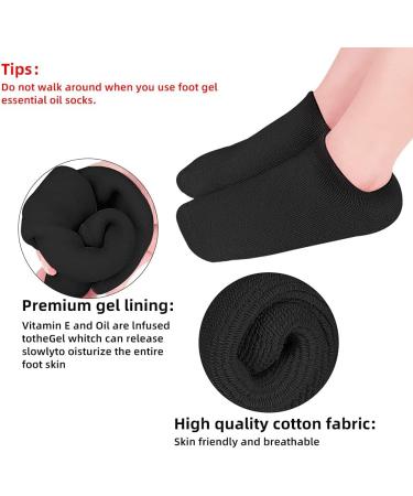 ZEPOHCK Gel Moisturizing Socks Spa Gel Soften Socks for Dry Cracked Feet Skins Gel Lining Infused with Essential Oils and Vitamins (2 Pair) (Black) - Buy Online on GoSupps.com