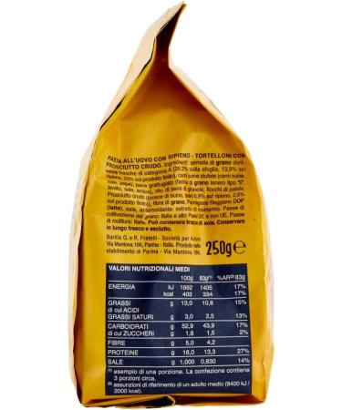  Italian Gourmet E.R. Barilla Egg Pasta Le Emiliane Tortelloni with Raw Ham Lot de 6 p tes aux ufs 250 g + polpa gourmet italien 400 g - Buy Online on GoSupps.com