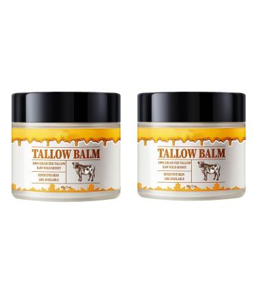 G n rique Beef Tallow for Skin Beef Tallow Moisturizing Cream Skin Care Honey Balm Body Moisturizer for Suitable for All Skin Types 60g (2Pcs A)