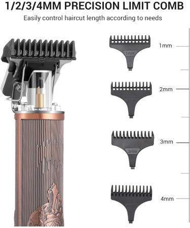 HTC Hair Clipper Men Trimmer/Shaver Men Electric Vintage Design 4 Combs Cordless T-Shape Shaver for Facial and Head Hair AT178 - Buy Online on GoSupps.com