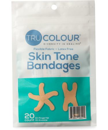 Tru Colour Knuckle & Fingertip Bandages | Flexible Fabric Beige Skin Tone 20 Count - International Shipping Available - Buy Online on GoSupps.com