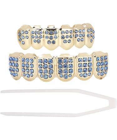 Syrisora Teeth Set Bling Teeth Accessory Decoration for Halloween Party Hip Hop Show (Upper 12 Lower 8 Inlaid Blue Diamond Set) - Buy Online on GoSupps.com