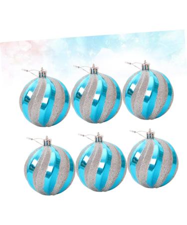 Alipis 6pcs Ornament Glitter Ball Pendant Christmas Ball Pendant Christmas Tree Ball Thread Candy Balls Blue 6.00X6.00X6.00CM - Buy Online on GoSupps.com