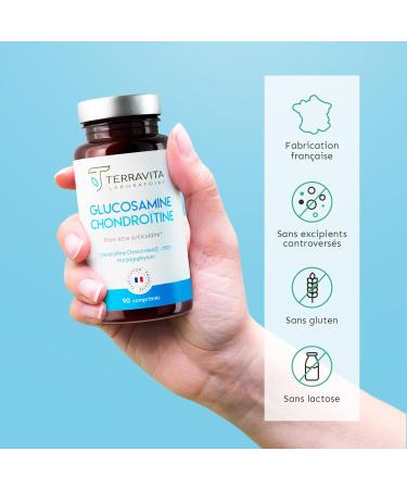 Glucosamine Chondro tine | Avec Harpagophytum + MSM + Vitamine C + Oligo- l ments | Articulations Douloureuses - Arthrose - Perte de Mobilit | 90 Comprim s Dosage Fort | Made in France | Terravita - Buy Online on GoSupps.com