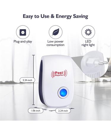 Ultrasound Pest Control - 6 Piece Electronic Mosquito & Insect Defense for Indoor Use | Effective Protection Against Mosquitoes Spiders & Insects - Buy Online on GoSupps.com