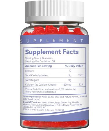 Calcium Citrate Gummies Chewable 1200mg Calcium Gummies for Women & Men Calcium Supplement for Muscle & Immune Support High Absorption Sugar Free Mixed Berry Flavor 60 Count - Buy Online on GoSupps.com