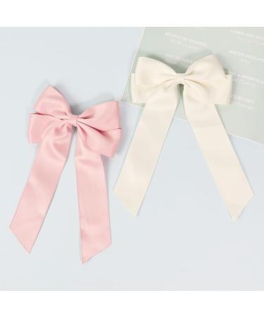 2 Pack Bow Hair Clips Pink Hair Bows for Women Girls Large Bow Clips Hair Barrette Hair Accessories - Buy Online on GoSupps.com