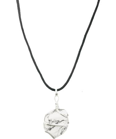 Gavya Raw White Howlite Crystal Healing Tumbled Gemstone Necklace Pendant Throat Chakra Calm Soothing Energy to Relax and Reduce Stress Crystal Jewelry Necklace Gift for Women Men Girls Birthday Gift - Buy Online on GoSupps.com