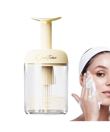 Cleanser Foamer Type Rotating Facial Cleanser Foaming Bottle Automatic Rebound Detachable Facial Cleansing Tools for Travel Household Fine Foam Deep Cleansing Light Yellow
