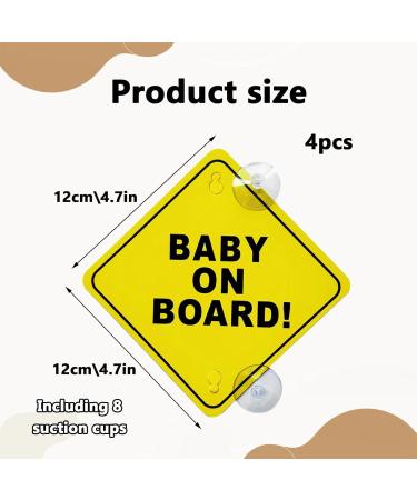 4 Pieces Baby On Board Car Stickers - Reusable Warning Signs with Suction Cups | International Shipping - Buy Online on GoSupps.com