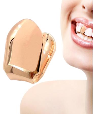 Gold Tooth Caps - 14k Gold Finish Gold Tooth Caps | Small Single Tooth Top Gold Plated Single Tooth Caps Plain Single Tooth Caps for Stylish and Eye Catching Look Rose Gold - Buy Online on GoSupps.com
