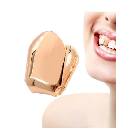 Gold Caps for Teeth - 14k Gold Finish Gold Tooth Caps | Small Single Tooth Top Gold Plated Single Tooth Caps Plain Single Tooth Caps for Stylish and Eye Catching Look Rose Gold