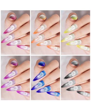 Supwee 2-in-1 Color Changing Cat Eye Gel Polish Set | Crystal Cat Eye Nail Gel Polish with Holographic Glitter | 8 Color Set - 7ml - Buy Online on GoSupps.com