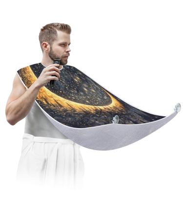 Curved Moon Beard Bib Apron Beard Hair Catcher for Men Shaving Fathers Day Anniversary Christmas Gifts for Dad Husband Beard Bib with 2 Suction Cups